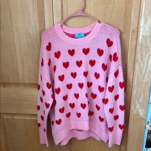 Pink Heart Pattern Sweater